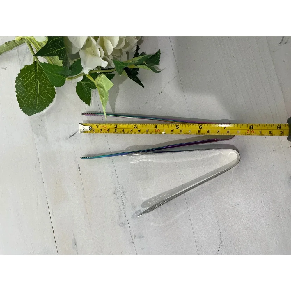Rainbow Serving Tongs & Stainless Steel Silver Mini‎ Kitchen Tongs Set of 2